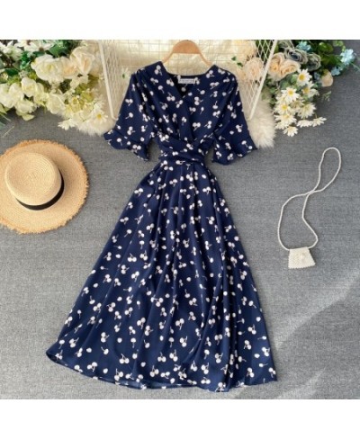 Summer Women Slim Bandage Long Dress Chic Heart Print Short Sleeve V Neck Casual Midi Lady Dress Elegant Streetwear Mujer Bea...