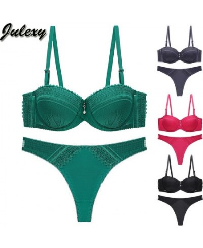 New 2023 sexy solid bra set for women thong Push up lace underwear set B C cup bra and panty set $24.95 - Underwear