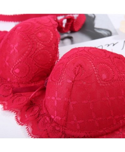 Women Sexy Push Up Lace Embroidered Bow Push Up Bra Solid Color 3/4 Cup Gathering Adjustable Underwear Underwire Brassiere $2...