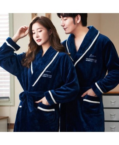 Coral Fleece Nightgown Homewear Flannel Women Robe Winter Warm Sleepwear Kimono Bathrobe Gown Lovers Nightwear Intimate $49.9...