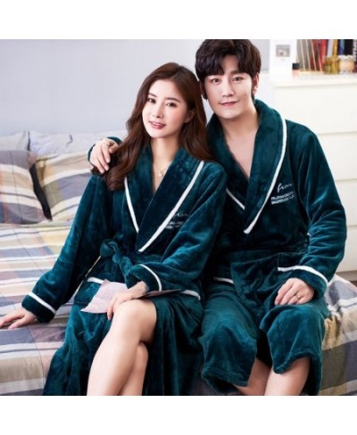 Coral Fleece Nightgown Homewear Flannel Women Robe Winter Warm Sleepwear Kimono Bathrobe Gown Lovers Nightwear Intimate $49.9...