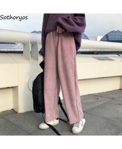 Women Sleep Bottoms Corduroy Pants Wide-leg Mopping Lounge Wear Baggy Spring Fall Comfortable Trousers Stylishd Harajuku Stre...