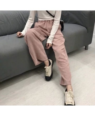 Women Sleep Bottoms Corduroy Pants Wide-leg Mopping Lounge Wear Baggy Spring Fall Comfortable Trousers Stylishd Harajuku Stre...