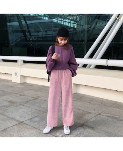 Women Sleep Bottoms Corduroy Pants Wide-leg Mopping Lounge Wear Baggy Spring Fall Comfortable Trousers Stylishd Harajuku Stre...