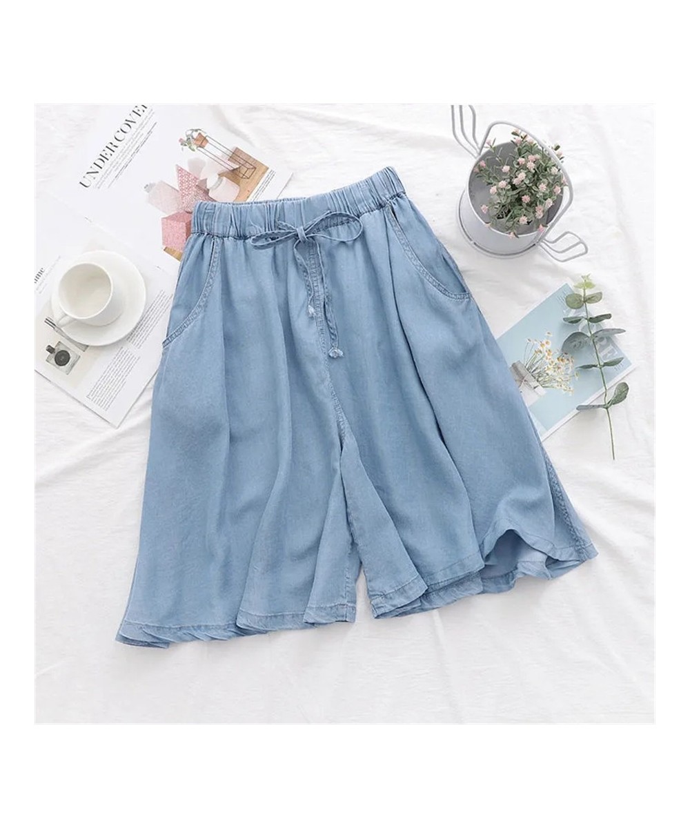 Knee Length Baggy Jeans Oversize 4xl Wide Leg Pants Elastic High Waist Denim Shorts Casual Rayon Silk Vaqueros Summer $33.06 ...