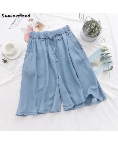 Knee Length Baggy Jeans Oversize 4xl Wide Leg Pants Elastic High Waist Denim Shorts Casual Rayon Silk Vaqueros Summer $33.06 ...