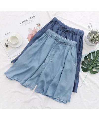 Knee Length Baggy Jeans Oversize 4xl Wide Leg Pants Elastic High Waist Denim Shorts Casual Rayon Silk Vaqueros Summer $33.06 ...