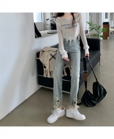 2023 Women Vintage Y2K Emo Streetwear Fairy Grunge Baggy Jeans Denim Trousers Ripped Pants Straight High Waist Harajuku Cloth...