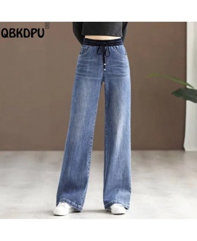 Vintage High Waist Wide Leg Jeans Women Fashion Bleached Lace Up Stretch Baggy Vaqueros Oversize 34 Mother Denim Trousers $53...