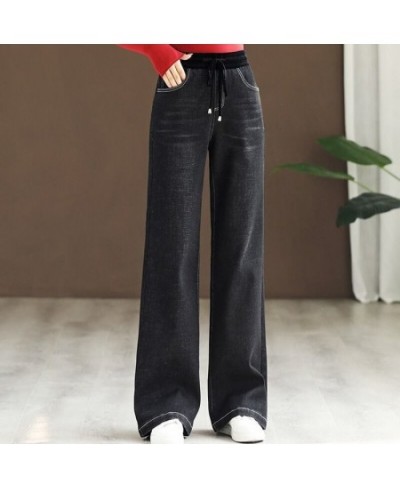 Vintage High Waist Wide Leg Jeans Women Fashion Bleached Lace Up Stretch Baggy Vaqueros Oversize 34 Mother Denim Trousers $53...