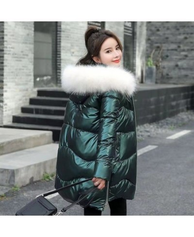 Disposable Down Jacket Bright Cotton Coat Mid-length Winter Loose Thickened Hooded Coat $94.91 - Jackets & Coats