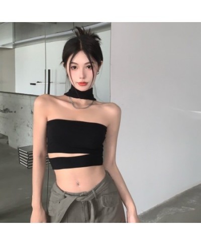 Women Summer Crop Tops Female Halter Sleeveless Tops Slim Fit Summer Casual Solid Color Backless Crop Tube Tops Streetwear $1...