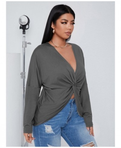 2022 New Women Plus Size T-Shirt Long Sleeve Autumn Clothes Plussize Big Large Solid Clothing Top Streetwear For Female $47.9...