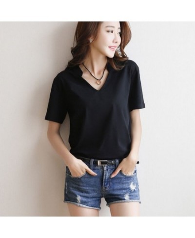 Top Plain Clothes Short Sleeve Tee Women's T Shirts Cute Polo Neck Shirt Synthetic V Polyester Y2k Fashion Trend Xl $31.67 - ...