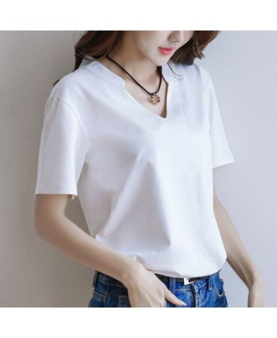 Top Plain Clothes Short Sleeve Tee Women's T Shirts Cute Polo Neck Shirt Synthetic V Polyester Y2k Fashion Trend Xl $31.67 - ...