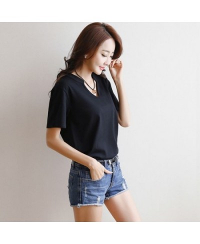 Top Plain Clothes Short Sleeve Tee Women's T Shirts Cute Polo Neck Shirt Synthetic V Polyester Y2k Fashion Trend Xl $31.67 - ...