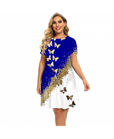 Dresses For Summer 2022 Women Bronzing Butterfly Dress Short Sleeve Casual Oversized Dress Fashion Clothing Plus Size $24.79 ...