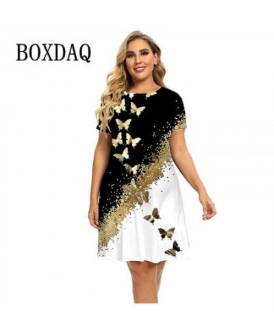 Dresses For Summer 2022 Women Bronzing Butterfly Dress Short Sleeve Casual Oversized Dress Fashion Clothing Plus Size $24.79 ...