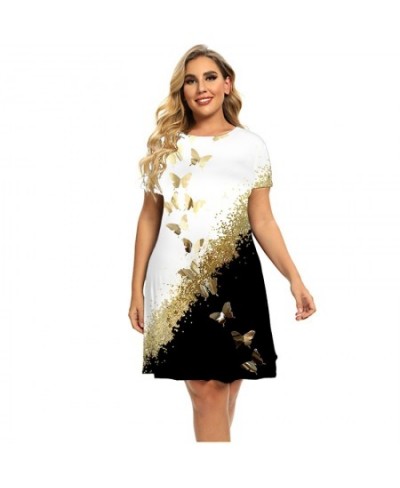 Dresses For Summer 2022 Women Bronzing Butterfly Dress Short Sleeve Casual Oversized Dress Fashion Clothing Plus Size $24.79 ...