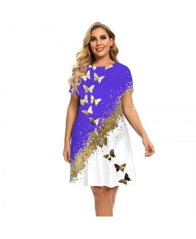 Dresses For Summer 2022 Women Bronzing Butterfly Dress Short Sleeve Casual Oversized Dress Fashion Clothing Plus Size $24.79 ...