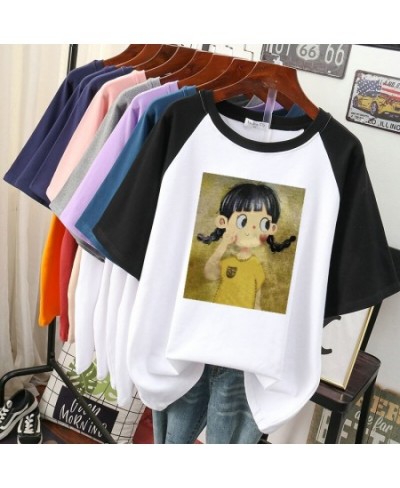 Plus Size T Shirt 100% Cotton L-4XL Tshirt Short Sleeve Women Top Summer Cartoon Girls Print Casual Oversized T Shirts $41.40...