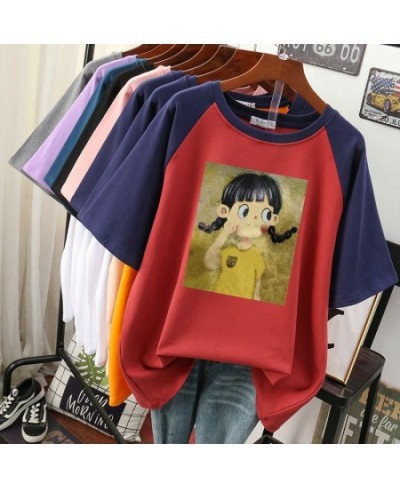 Plus Size T Shirt 100% Cotton L-4XL Tshirt Short Sleeve Women Top Summer Cartoon Girls Print Casual Oversized T Shirts $41.40...