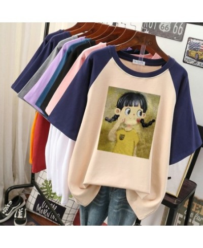 Plus Size T Shirt 100% Cotton L-4XL Tshirt Short Sleeve Women Top Summer Cartoon Girls Print Casual Oversized T Shirts $41.40...