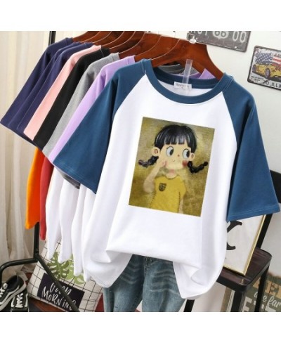 Plus Size T Shirt 100% Cotton L-4XL Tshirt Short Sleeve Women Top Summer Cartoon Girls Print Casual Oversized T Shirts $41.40...