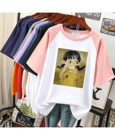 Plus Size T Shirt 100% Cotton L-4XL Tshirt Short Sleeve Women Top Summer Cartoon Girls Print Casual Oversized T Shirts $41.40...