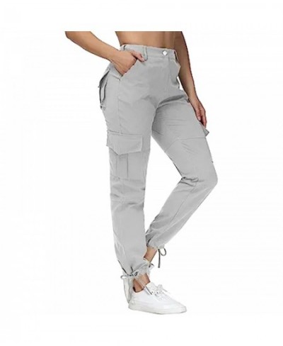 Women Cargo Pants Vintage Baggy Straight Overalls Casual Streetwear High Waist Button Pockets Zipper Trousers $39.88 - Pants ...