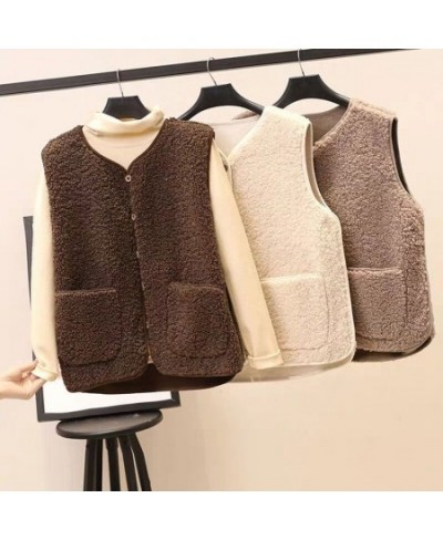 Women Woolen Thicken Waistcoats 2023 Fashion Autumn Winter V Neck Loose Insert Velvet Vests WDC6181 $34.20 - Jackets & Coats