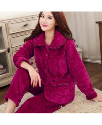 Winter Warm Flannel Women Pyjamas Sets Thick Coral Velvet Long Sleeve Cartoon Sleepwear Flannel Pajamas Sets Homewear $43.46 ...