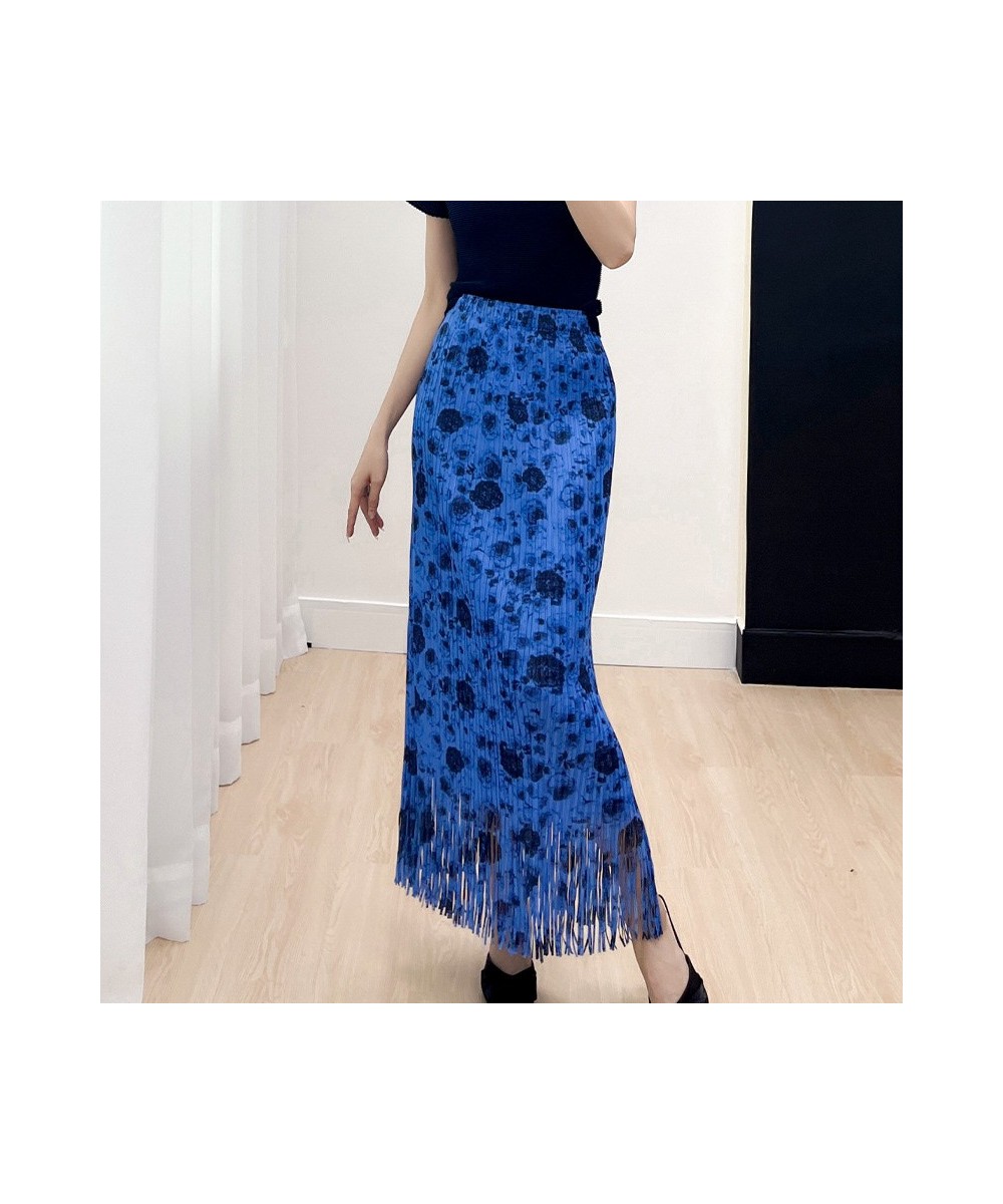 Miyake Floral Printing Tassel Pleated Skirts Women Casual Style 2023 New Summer Fashion High Waist With Elastic Skirt $57.65 ...