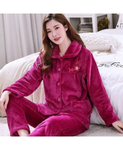 Winter Warm Flannel Women Pyjamas Sets Thick Coral Velvet Long Sleeve Cartoon Sleepwear Flannel Pajamas Sets Homewear $43.46 ...