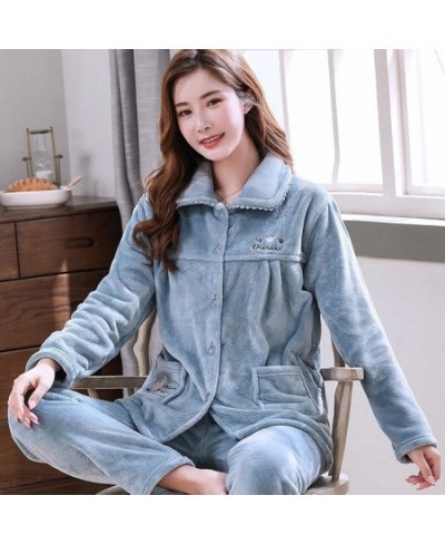 Winter Warm Flannel Women Pyjamas Sets Thick Coral Velvet Long Sleeve Cartoon Sleepwear Flannel Pajamas Sets Homewear $43.46 ...