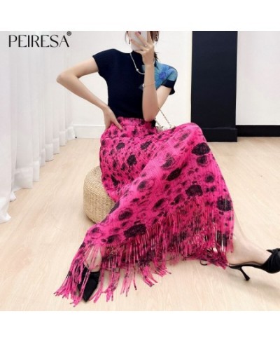 Miyake Floral Printing Tassel Pleated Skirts Women Casual Style 2023 New Summer Fashion High Waist With Elastic Skirt $57.65 ...