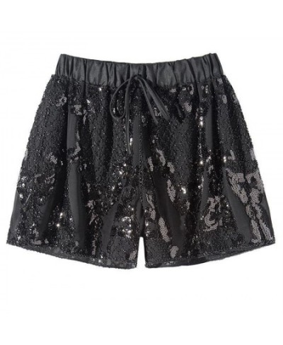 New Women Luxury Sequined Shorts Chiffon Beading Bling Geometric Pattern Short Capris Sexy Vocation Club Shorts Femmel SIDAIM...