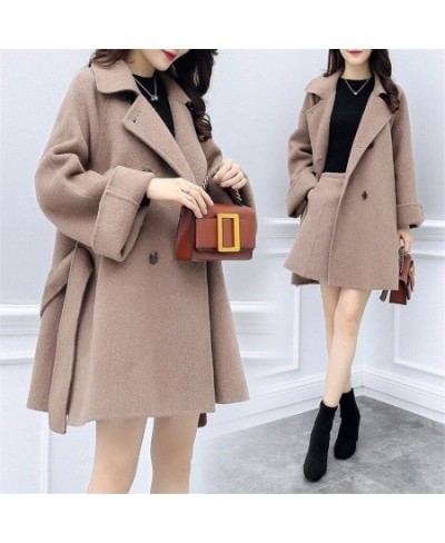 2022 Autumn Two Piece Women Coat + Short Skirt Elegant Winter Lady Long Sleeve Blend Coats Suit Short Section Outwear WZ1498 ...