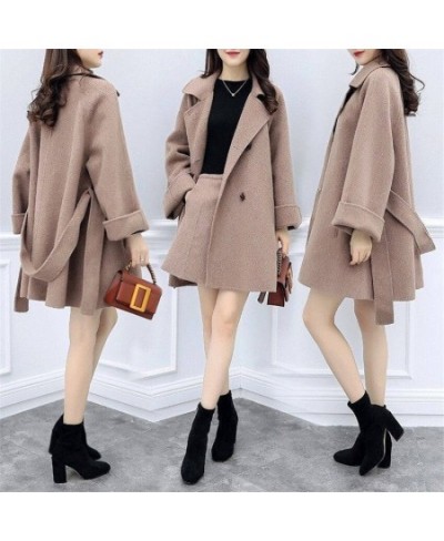 2022 Autumn Two Piece Women Coat + Short Skirt Elegant Winter Lady Long Sleeve Blend Coats Suit Short Section Outwear WZ1498 ...