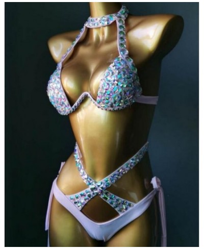 4 Bright Color Bikini Set Women Diamante Carnival Bra Rhinestone Sexy Night Club Panties Festival Wear Burning Man Outfit $92...