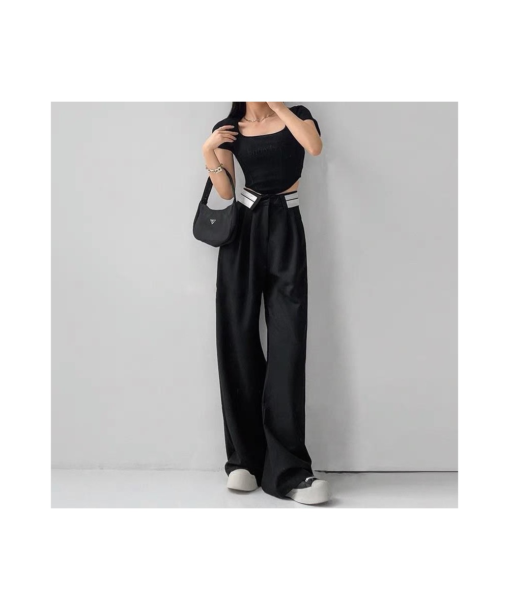 Office Wear Straight Pants Vintage High Waist Suit Pants Wide Leg Trousers Baggy Korean 2022 Autumn $51.29 - Bottoms