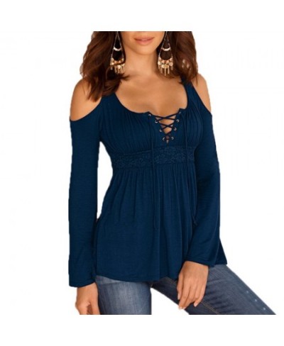 Plus Size Women Casual Blouse Off Shoulder Long Sleeve Strapless shirt Solid Color O-neck Women's Blouses Tops $39.40 - Blous...