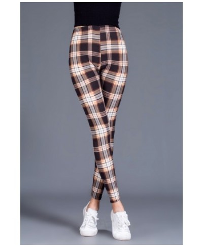 Woman High Waist Elasticity Leggings Plaid Printed Leggings Fitness Printing Breathable Sport Pants Push Up Leggings $26.65 -...