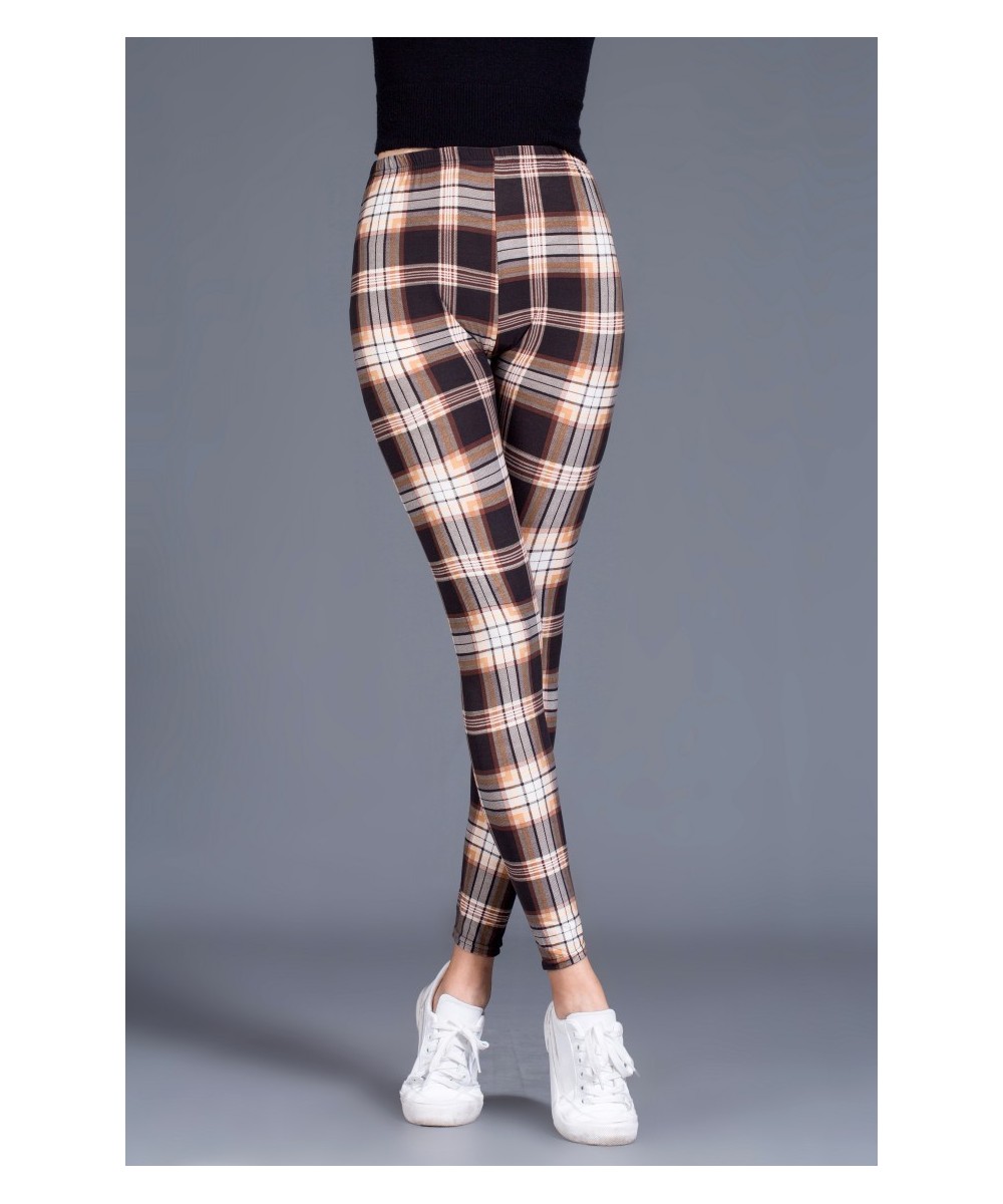 Woman High Waist Elasticity Leggings Plaid Printed Leggings Fitness Printing Breathable Sport Pants Push Up Leggings $26.65 -...