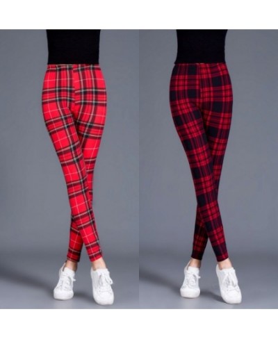 Woman High Waist Elasticity Leggings Plaid Printed Leggings Fitness Printing Breathable Sport Pants Push Up Leggings $26.65 -...