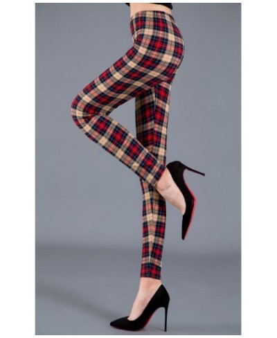 Woman High Waist Elasticity Leggings Plaid Printed Leggings Fitness Printing Breathable Sport Pants Push Up Leggings $26.65 -...