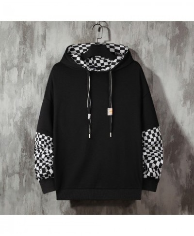 Men Women Plaid Sleeve Cotton Sweatshirt Gothic Patchwork Long Sleeve Plaid Pullovers Korean Vintage Plaid Splice Hoody Punk ...