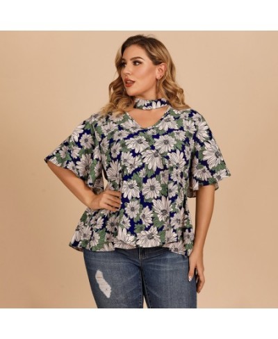 Summer Women Halter Ruffles T Shirt Sexy Casual Floral Butterfly Sleeve Office Ladies Top Tee Camisa Feminina футболка Plus $...