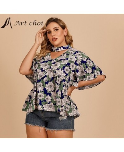 Summer Women Halter Ruffles T Shirt Sexy Casual Floral Butterfly Sleeve Office Ladies Top Tee Camisa Feminina футболка Plus $...