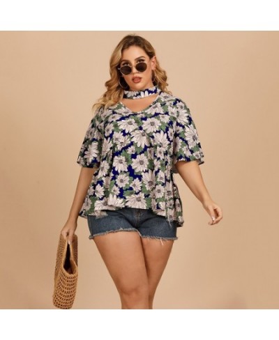 Summer Women Halter Ruffles T Shirt Sexy Casual Floral Butterfly Sleeve Office Ladies Top Tee Camisa Feminina футболка Plus $...